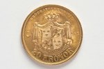 Switzerland, 20 kronor, 1873, Oscar II, gold, fineness 900, 8.9606 g, fine gold weight 8.95 g, KM# 7...