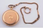 pocket watch, Switzerland, the beginning of the 20th cent., gold, 585 standart, svars bez pulksteņa...