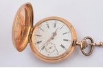 карманные часы, Швейцария, начало 20-го века, золото, 585 проба, вес без часовой цепочки 92.4 г, Ø 5...