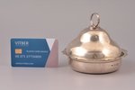 butter dish, silver, 925 standard, weight of silver items 176, glass, Ø 12 cm, h (with lid) 10 cm, L...