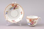 coffee pair, porcelain, Gardner porcelain factory, hand-painted, Russia, the border of the 19th and...