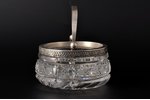 candy-bowl, silver, 875 standard, cut-glass (crystal), Ø 10.6 cm, h (with handle) 12 cm, the 30ties...