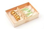 set of 6 spoons, silver, in a box, 925 standard, total weight of items 47.90, enamel, gilding, 9.5 c...