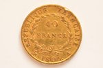 Франция, 40 франков, 1806 г., "Наполеон I", золото, 900 проба, 12.90322 г, вес чистого золота 11.613...