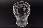 ваза, "Виноград", травление стекла, начало 20-го века, h 17.4 см...