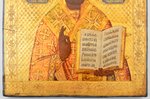 икона, Святитель Николай Чудотворец, доска, сусальное золото, Российская империя, 2-я половина 19-го...