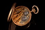 kabatas pulkstenis, Francija, 20. gs., zelts, 750 prove, 20.75 g, Ø 30 mm, mehānisms darba kārtībā...
