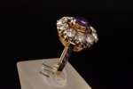 a ring, gold, 750 standard, 7.39 g., the size of the ring 16 (u 50.5 ), 10 diamonds ~1.6 ct, amethys...