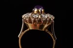 кольцо, золото, 750 проба, 7.39 г., размер кольца 16 (u 50.5 ), 10 бриллиантов ~1.6 кт, аметист 1 кт...
