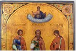 icon, Holy Martyrs and Confessors Gurias, Samonas and Abibus, board, painting, gold leafy, Russia, t...