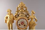 kamīna pulkstenis, Francija, 19. un 20. gadsimtu robeža, koks, zeltījums, porcelāns, špiatrs, (h) 42...