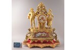 mantel colck, France, the border of the 19th and the 20th centuries, wood, gold plated, porcelain, s...