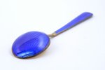 set of 6 coffee spoons, silver, 916H standard, total weight of items 72.20 g, enamel, gilding, 9.9 c...