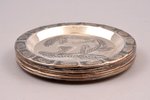 a set of 7 saucers, silver, 830 standard, total weight of items 209.60 g, Ø 8.4 cm, 1978-1980, Turku...