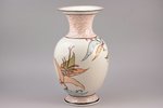 vase, flower motif, porcelain, Rīga porcelain factory, signed painter's work, handpainted by Olga Ka...
