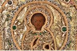 icon, Our Lady of the Sign, frame from beads, board, painting, Russia, the 2nd half of the 19th cent...