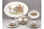 set, Cinderella, for 2 persons, 7 items: teapot, 2 tea pairs, candy-bowl, serving dish, porcelain, s...