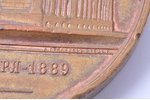 настольная медаль, В память 50-летия Московской биржи, бронза, Российская Империя, 1889 г., Ø 65 мм,...