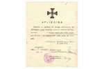 certificate, permission to wear the regimental badge, Cavalry Regiment, Nr. 609, Latvia, 1932, 22 x...