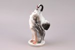 figurine, The Wolf and the Crane, porcelain, USSR, LFZ - Lomonosov porcelain factory, molder - B.Y....
