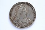 1 rublis, 1733 g., bez brošas uz krūtīm, vienkāršs krusts uz valstsābola, sudrabs, Krievijas Impērij...