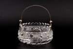 sugar-bowl, silver, 875 standard, cut-glass (crystal), Ø 11.5 cm, h (with handle) 12.5 cm, the 20tie...