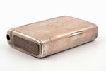cigarette case, silver, 84 standard, 197 g, engraving, gilding, 9.8 x 6.8 x 2.4 cm, workshop of Mikh...