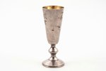 little glass, silver, 84 standard, 26.50 g, engraving, gilding, h 8.7 cm, 1896-1907, Moscow, Russia...