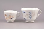 2 small cups, porcelain, M.S. Kuznetsov manufactory, Riga (Latvia), Russia, 1872-1887, h 7.6 / 6 cm...