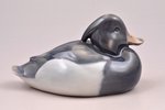 figurine, Duck, porcelain, Denmark, Royal Copenhagen, molder - Peter Herold, 1924, 6 x 10.5 cm...