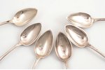 set of 6 spoons, silver, 84 standard, 202.9 g, 15 cm, Wladyslav Hempel, 1908-1917, Warsaw, Russia, P...