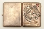 портсигар, серебро, с накладкой миниатюрного Памятного знака освободительной войны Латвии 1918-1920,...