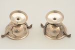 pair of saltcellars, silver, 84 standard, 155.3 (79.1 / 76.2) g, gilding, h 7 cm, the beginning of t...