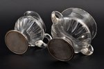 set, sugar-bowl, cream jug, silver, 830 standard, cut-glass (crystal), h 8.4 / 9.4 cm, 1962, Helsink...