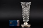 a vase, silver, 925 standard, cut-glass (crystal), 20.9 cm, the 20th cent., Germany, by Emil Hermann...