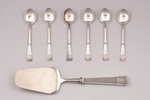 set of 6 teaspoons with kitchen shovel, silver, 830 standard, total weight of items 164.15 g, steel,...