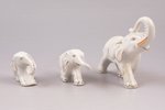 figurine, Elephants (3 pcs. from 4), porcelain, Riga (Latvia), USSR, Riga porcelain factory, the 70-...