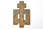 крест, Распятие Христово, медный сплав, 5-цветная эмаль, Российская империя, 2-я половина 19-го века...