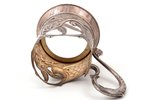 tea glass-holder, silver, "Elephants", 875 standard, 128.40 g, h (with handle) 11 cm, Ø (inside) 6.7...