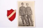 patch and photo, Legionnaire, patch 6.6 x 4.5 cm, photo 13.7 x 8.9 cm, Latvia, the 40ies of 20th cen...