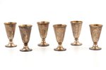 set of 6 small glasses, silver, 875 standard, total weight of items 177.65 g, engraving, gilding, 6....