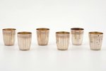 set of 6 beakers, silver, 950 standard, total weight of items 138.90 g, h 4.1 cm, Charles Barrier, 1...