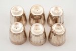 set of 6 beakers, silver, 950 standard, total weight of items 138.90 g, h 4.1 cm, Charles Barrier, 1...