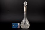 carafe, silver, with monogram, 875 standard, crystal, h (with stopper) 29.8 cm, the 20-30ties of 20t...