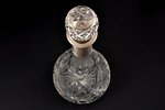 carafe, silver, with monogram, 875 standard, crystal, h (with stopper) 29.8 cm, the 20-30ties of 20t...