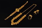 set: a ring, earrings, a bracelet, a necklace, "Monet", gold, 750, 22 k standard, 58.01 (5.41+7.67+1...
