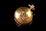 pocket watch, Switzerland, gold, diamonds, ruby, 56, 585, 14 K standart, 15.22 g, 3.4 x 2.6 cm, Ø 26...
