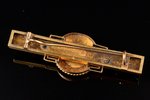 a brooch, gold, 18 k standard, 5.48 g., the item's dimensions 1.6 x 5 cm, pearl, 1885, Finland, broo...