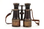 binoculars, hallmark PPL, metal, leather, Russia, 14.5 x 12.4 x 5.5 cm...