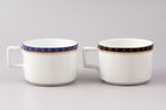 2 чайных пары, фарфор, фабрика М.С. Кузнецова, Рига (Латвия), 1920-1933 г., h (чашка) 5.3 см, Ø (блю...